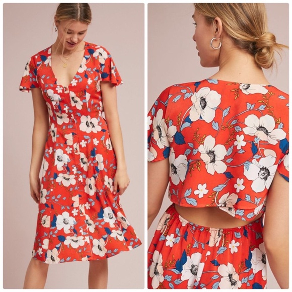 Anthropologie Midi Summer Dress with Open Back